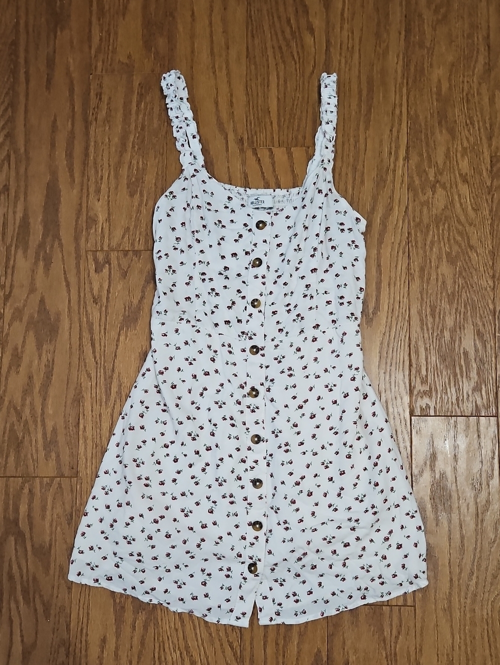 🌸 Hollister White Ditsy Floral Button-Front Mini Dress 🌸
